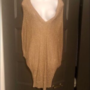 Vintage from the 80s gold very light short sleeve top sz large Shine NY.